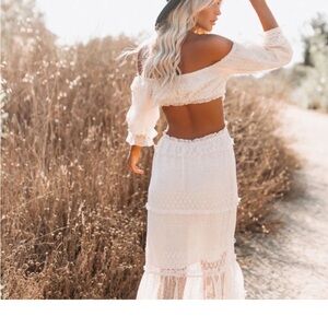 Vici Dolls Skylar Rose Off The Shoulder With Side Cutouts Lace Dress